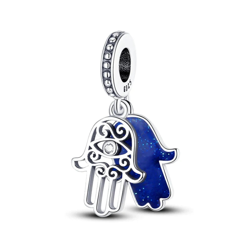 New 925 Silver Eye Palm Skull Wings Sun Pendants Charms Beads Fit Original Bracelet Accessories DIY Jewelry For Women