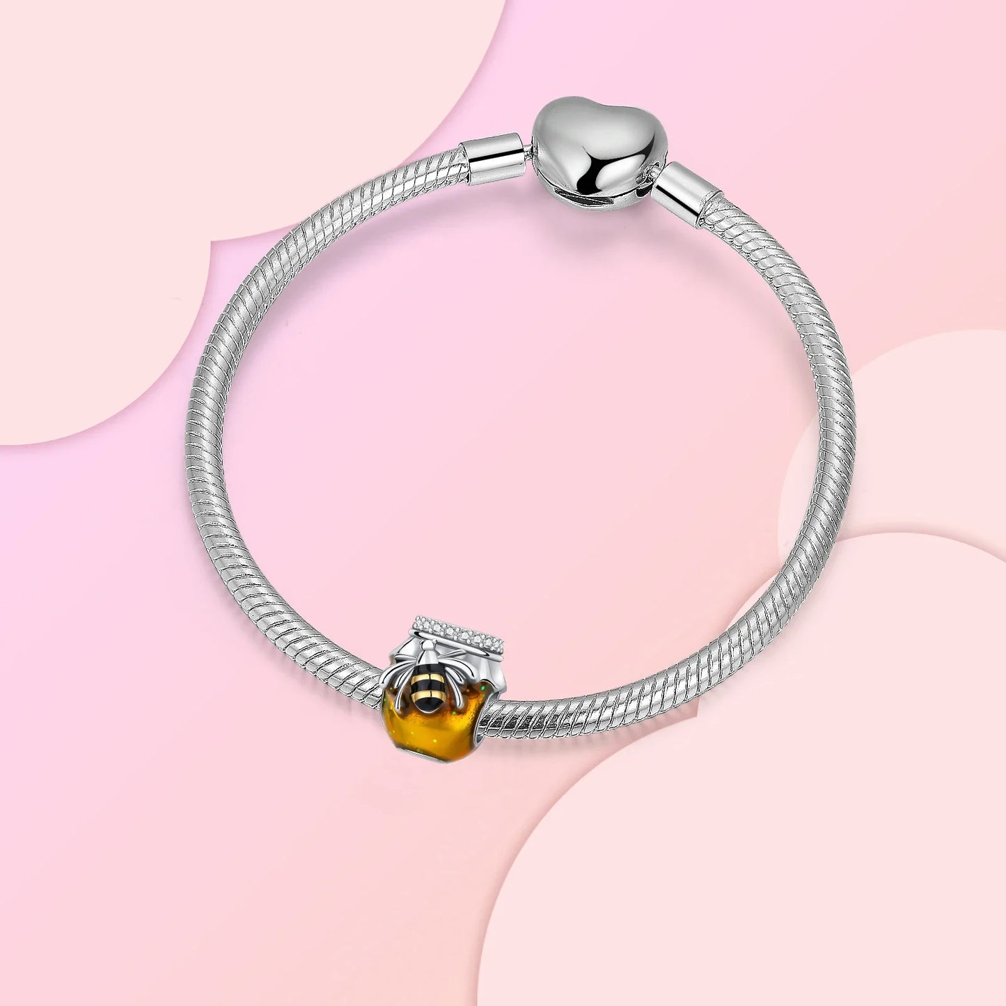925 Sterling Silver Bee Honey jar Yellow series pandent Charm Fit Bracelet DIY Bead Ms Premium Jewelry Valentine's Birthday Gift