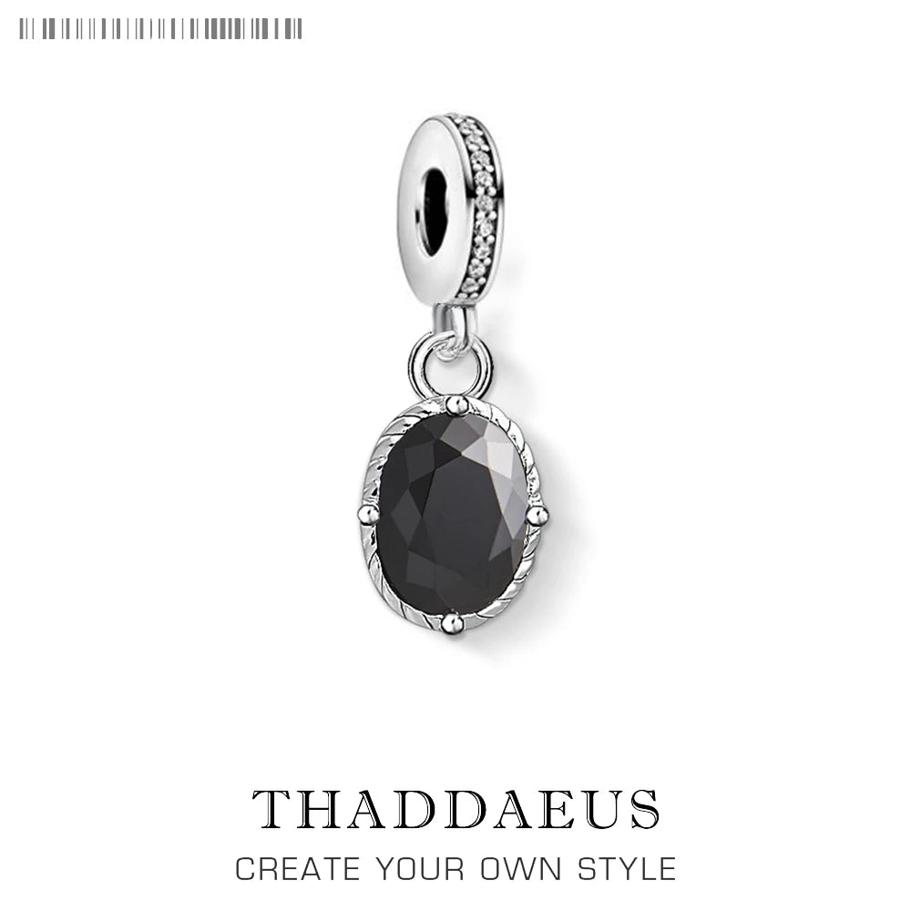 Charm Pendant Black Oval Autumn Vintage Look Europe Jewelry For Women Men Trendy Gift In 925 Sterling Silver