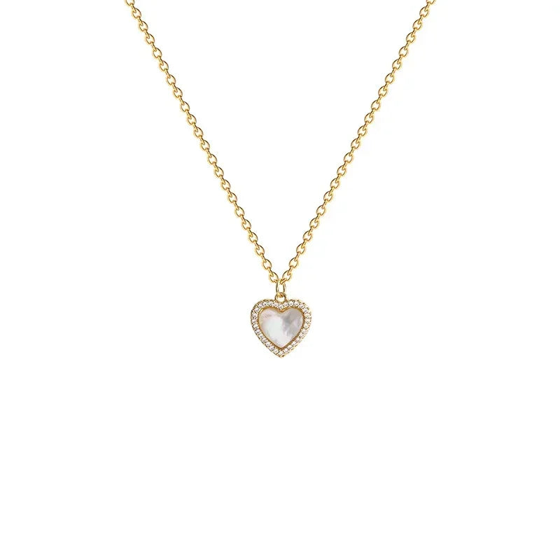 2024 Trendy Heart Shaped Pendant Necklace Opal Chain Shiny Women Temperament Jewelry Choker Necklace Wedding Jewelry Gifts