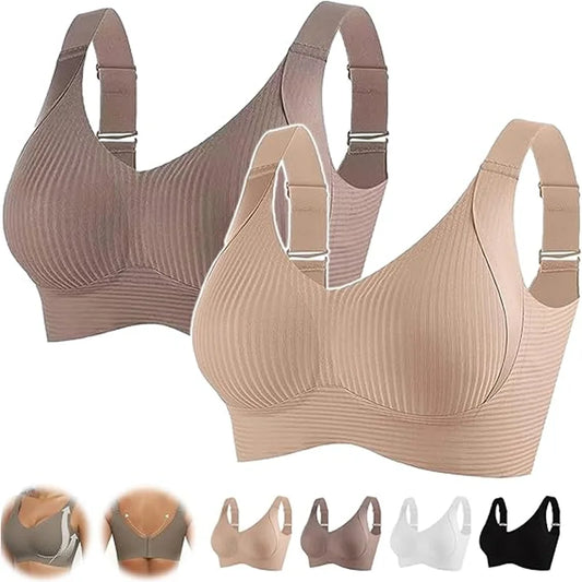 Large Size Seamless Underwear Women's Full Cup Adjustable Big Breast Revealing Small Breast Reduction Bra