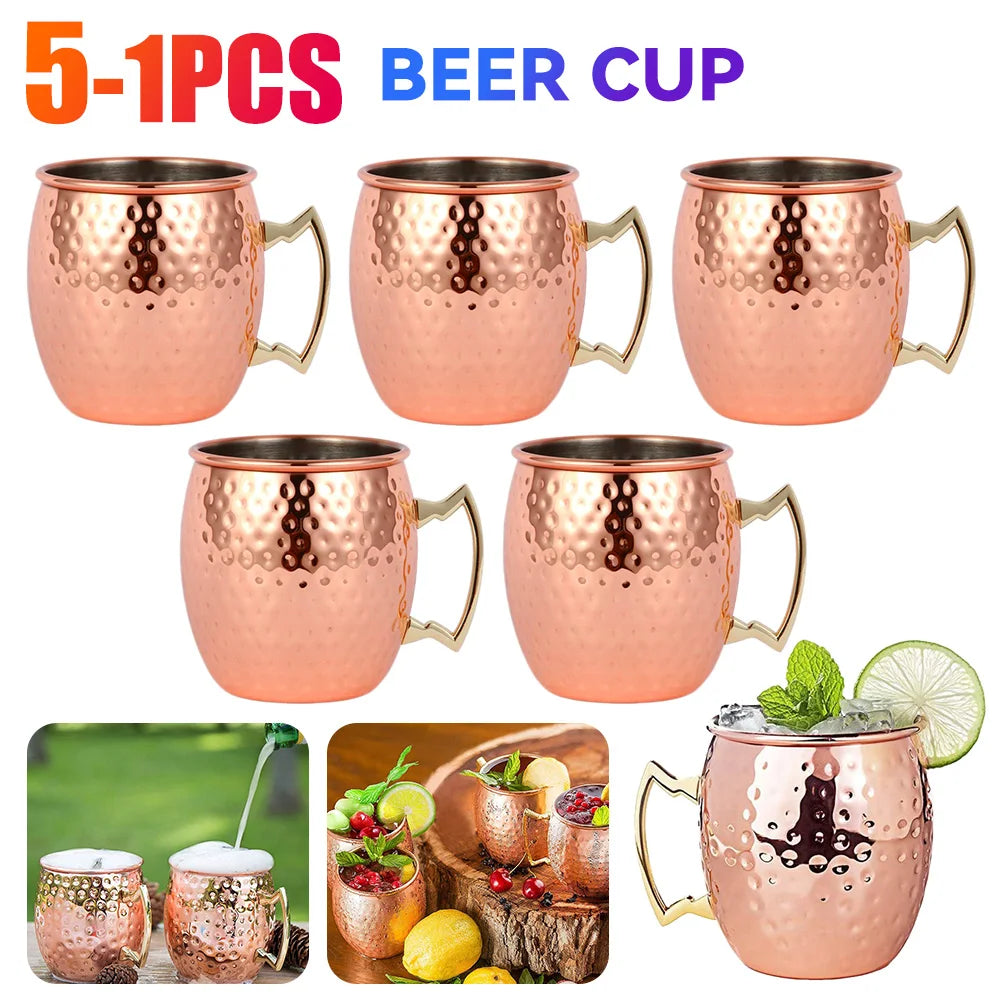 Moscow Mule Copper Mugs Metal Beer Cup Stainless Steel Copper Goblet Cocktai Wine Coffee Cup Champagne Party Bar Drinkware Tools