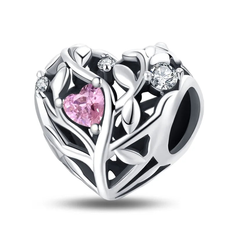 Hot Sale 925 Silver Retro Heart Shape Lotus Angel Charm Beads Fit Pandach Original DIY Bracelets Birthday Gifts Fine Jewelry