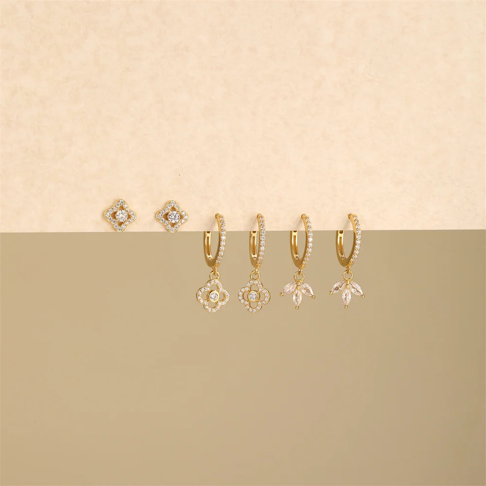 ROXI 925 Sterling Silver luxury leaf Design zircon Charms hoop earrings for women Shiny Zircon Wedding Party jewelry gift plata