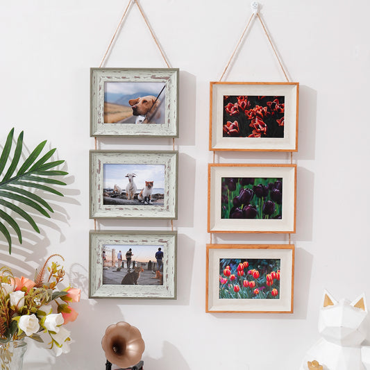 1pc triple 5 "horizontal plastic picture frame Hanging picture frame Splice frame Vertical wall decoration picture frame