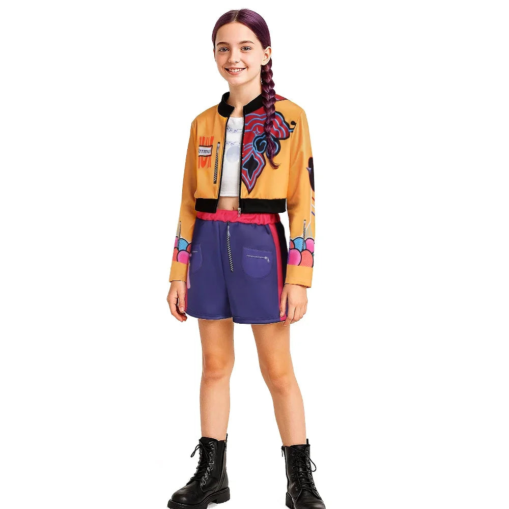 Kids Kpop Demon Hunters Rumi Zoey Mira Cosplay Huntrix Costume For Girls Clothes