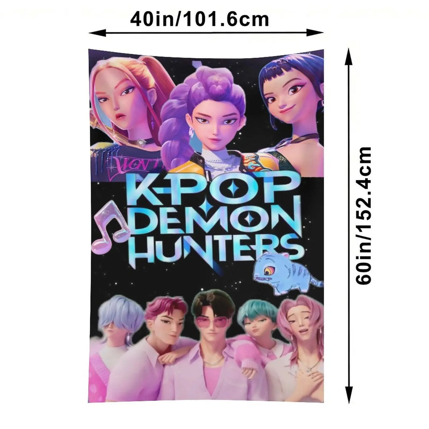 Huntrix KPop Demon Hunters Tapestry Wall Decor, 40''x60'' T