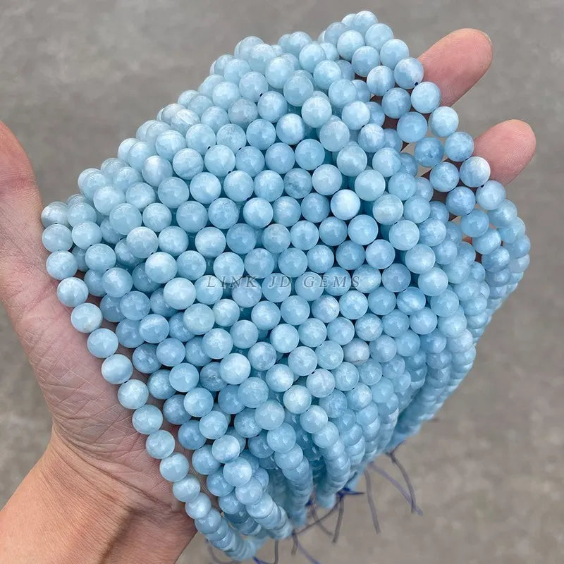 Hight Quality 7A Natural Stone Aquamarine Beads Round Spacer Loose Beads Diy Bracelet For Jewelry Making 6-12mm Pick Size 15inch