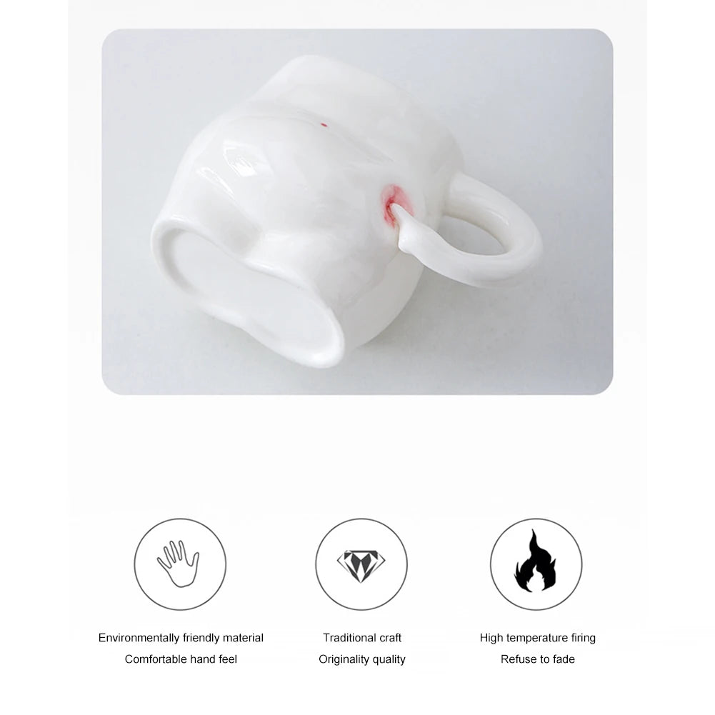 320ml Funny Coffee Mug with Hand Handle Cute Ceramic Mug Fat Belly Shaped Mug Weight Loss Encouragement Gift