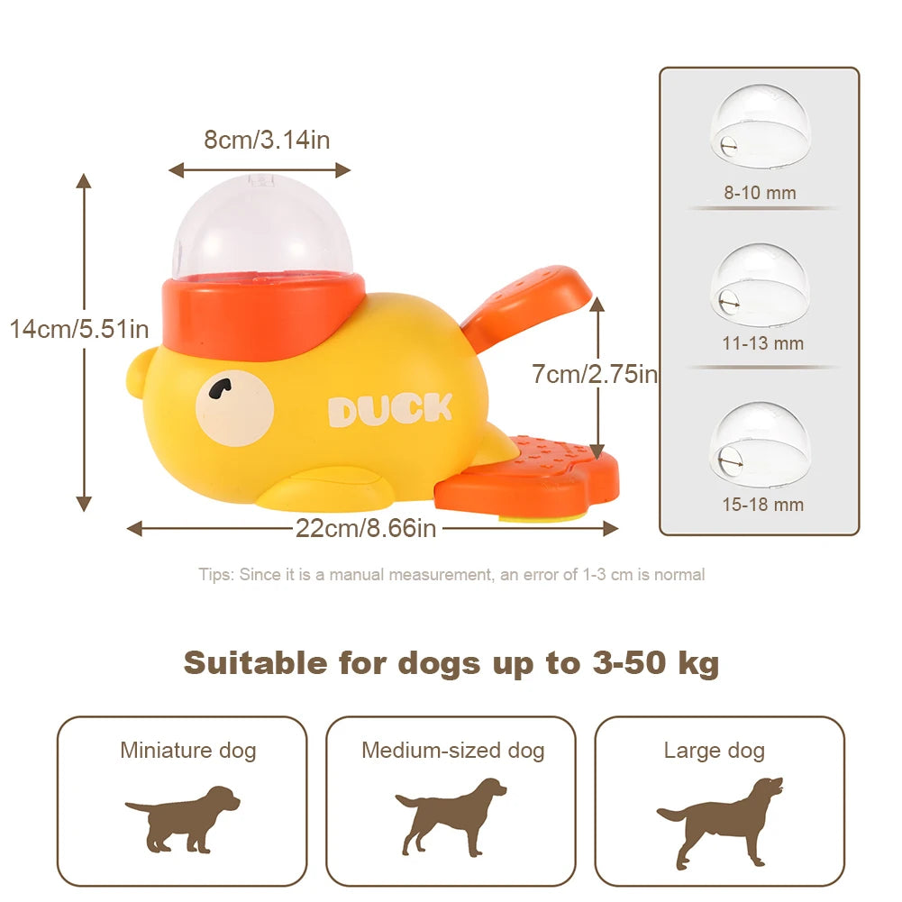Yellow Duck Pet Automatic Feeder Adjustable Dog Snack Feeder Non Slip Pet Interactive Toy for Dog Cat Intelligent Training Toy