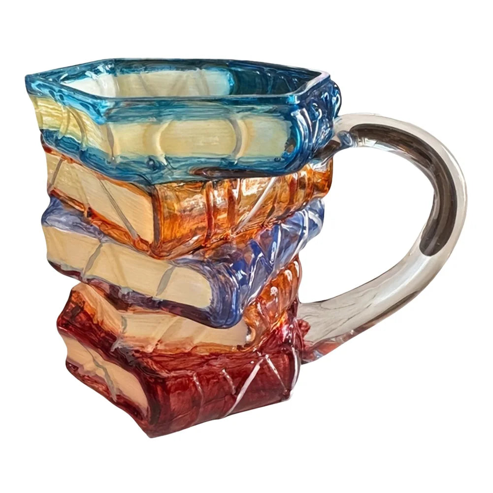 3D Painted Book Mug Wear Resist Unique Handmade Drink Cup Multi-Purpose Novelty Water Mug for Beer Wine Juice Tea Coffee