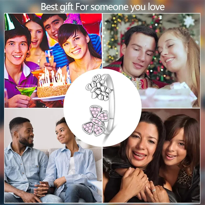 New 925 Sterling Silver Open Ring Hollow Rose Infinite Love Simple Ring Women Wedding Engagement Party Jewelry Gift