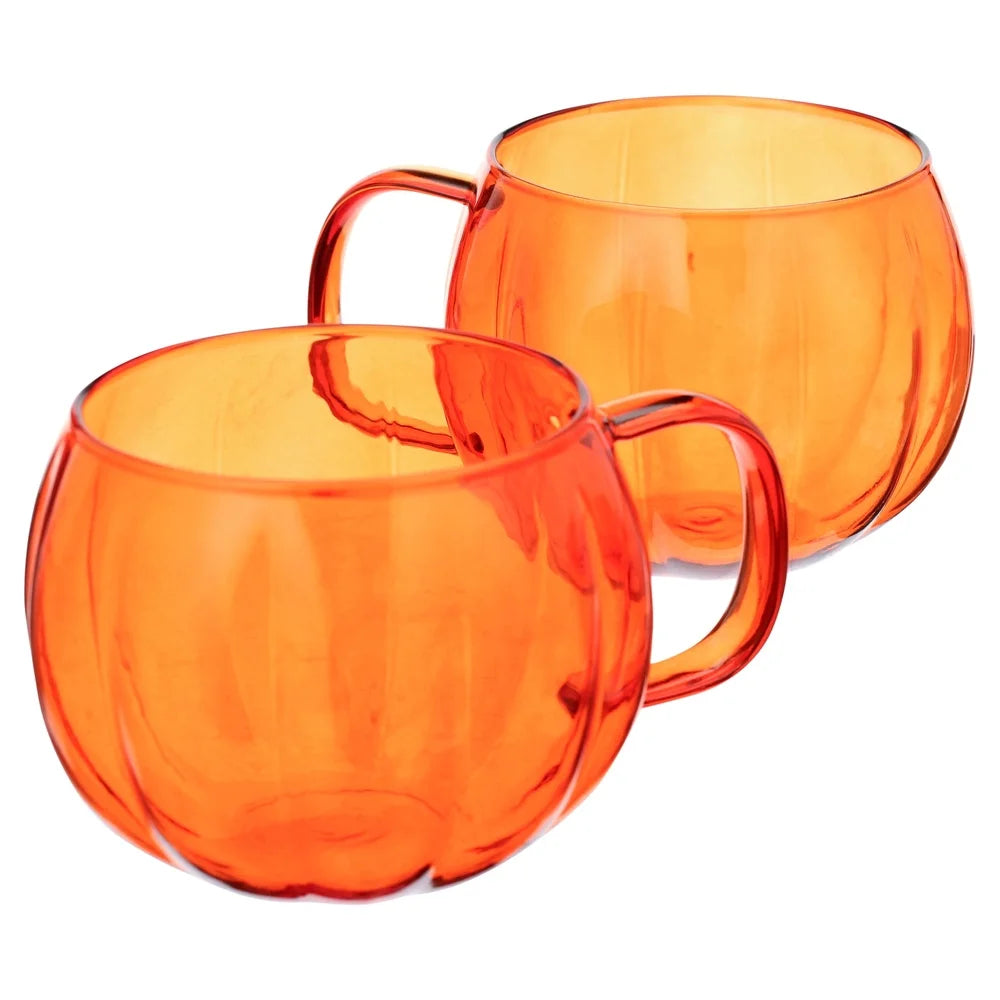 Pumpkin Shape Borosilicate Glass Mug Set 4 Pack