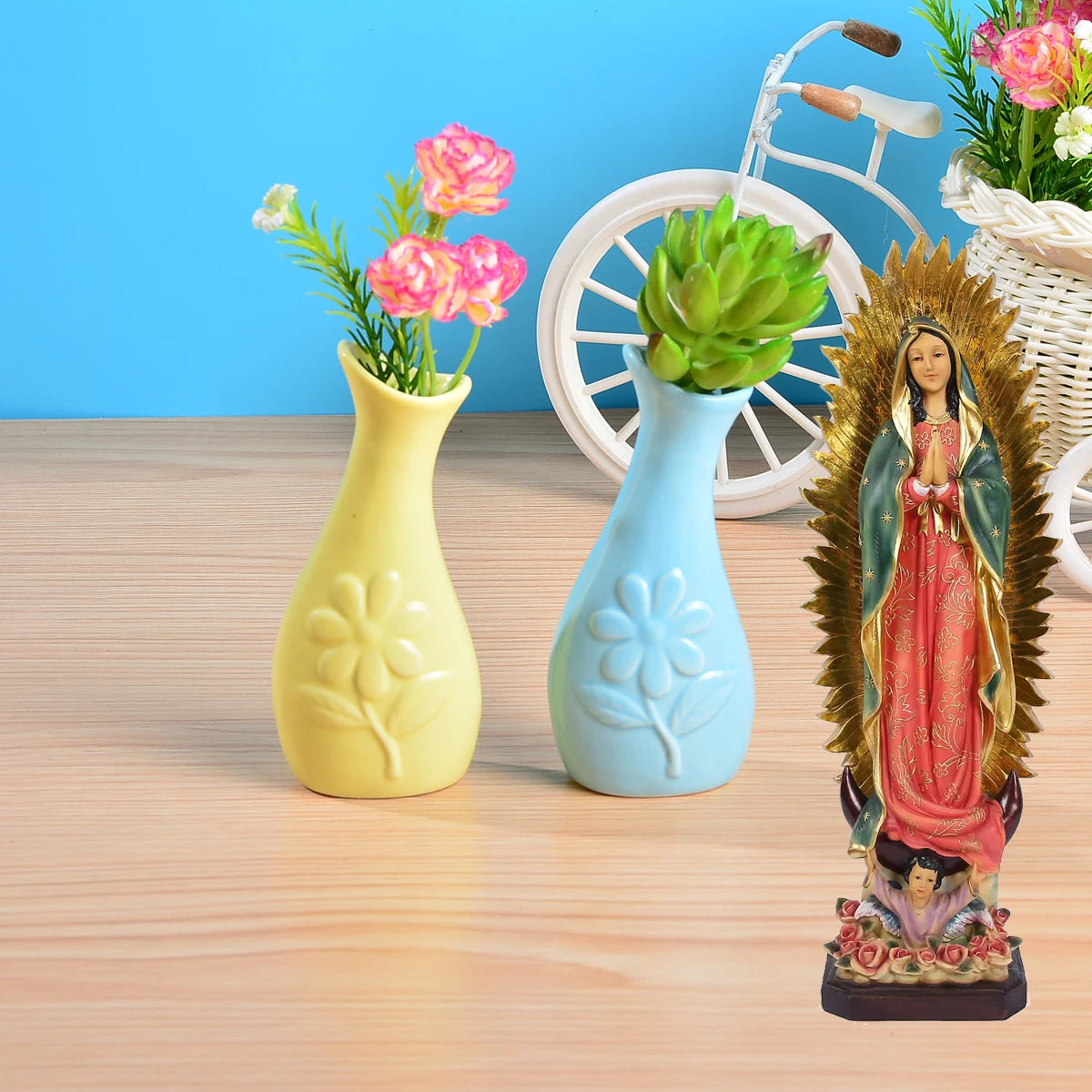 1PC 8 inch our lady of virgin mary statues Guadalupe Resin sculpture Ideal Gift for Religious Indoor Decoration