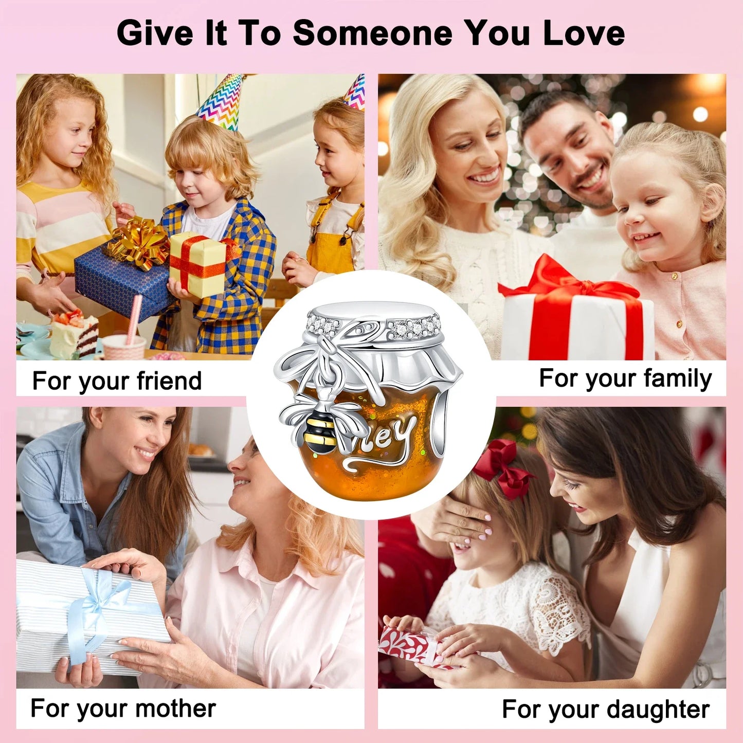 925 Sterling Silver Bee Honey jar Yellow series pandent Charm Fit Bracelet DIY Bead Ms Premium Jewelry Valentine's Birthday Gift