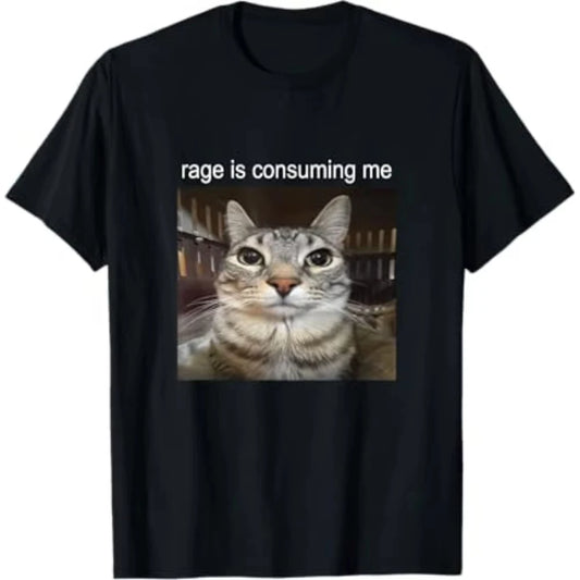 Rage Is Consuming Me Staring Cat Meme T-Shirt