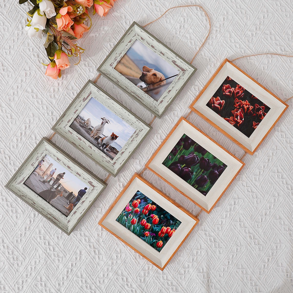 1pc triple 5 "horizontal plastic picture frame Hanging picture frame Splice frame Vertical wall decoration picture frame