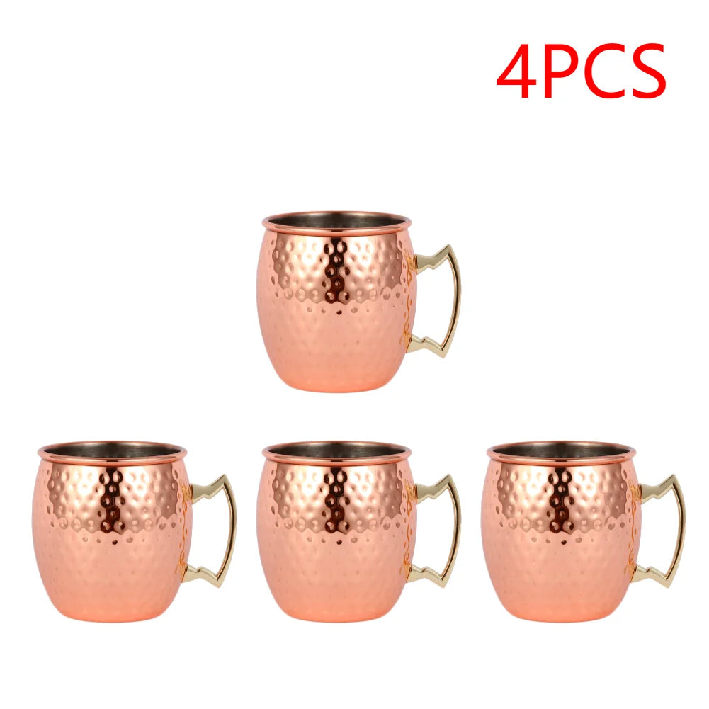 Moscow Mule Copper Mugs Metal Beer Cup Stainless Steel Copper Goblet Cocktai Wine Coffee Cup Champagne Party Bar Drinkware Tools