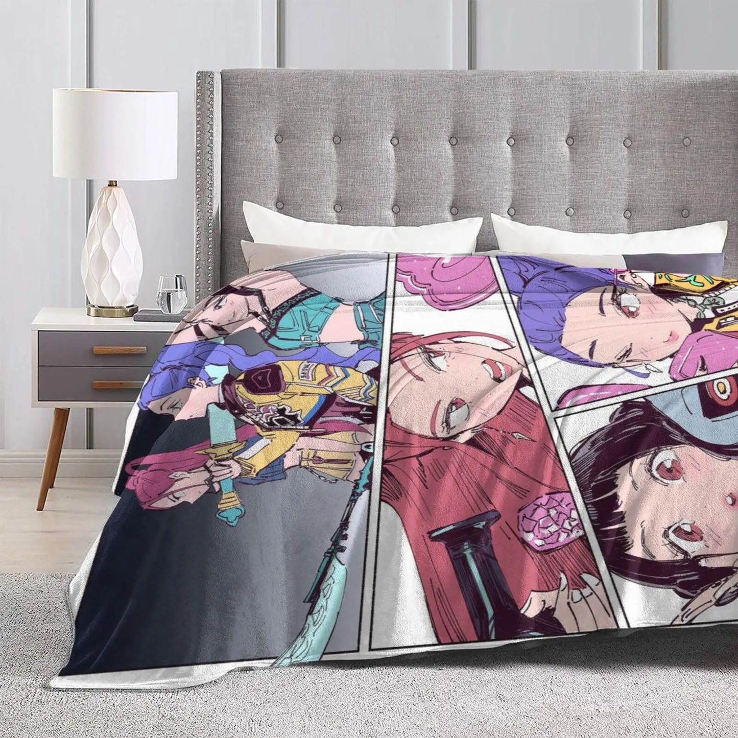Huntrix kpop Demon Hunters Plush Blanket Girls Flannel Throw Blanket