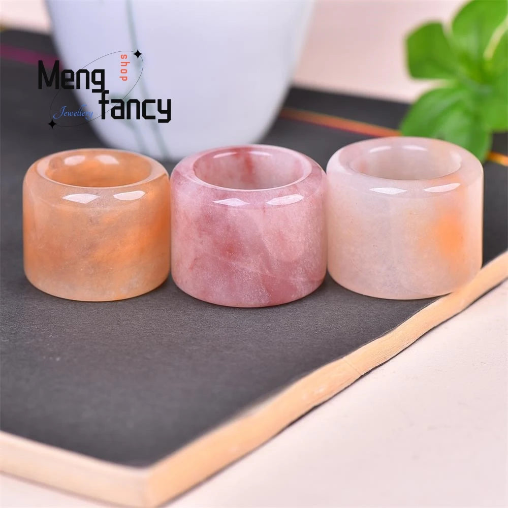 Natural Golden Silk Jade Wrench Men's Ring Simple Exquisite Best Selling Fashion Luxury Fine Jewelry Holiday Gift Handicraft