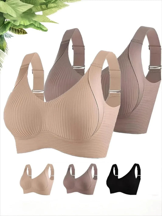 Wireless Bra for Women 2025 – No Underwire, Solid Color, 4-Row Hooks, Anti-Sag Support