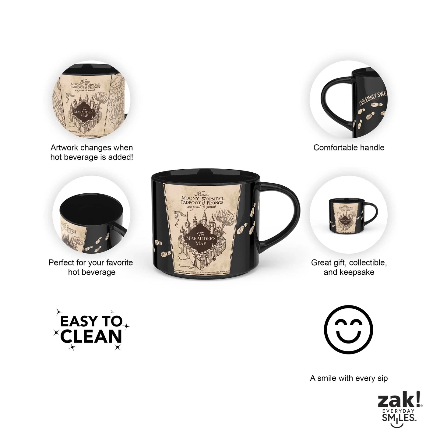 15oz Harry Potter Marauders Map Color Change Mug, Heat-Activated Design for Magic Effect, Dishwasher Safe