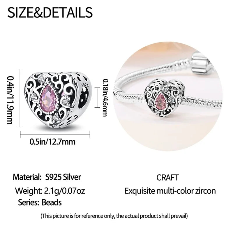 Hot Sale 925 Silver Retro Heart Shape Lotus Angel Charm Beads Fit Pandach Original DIY Bracelets Birthday Gifts Fine Jewelry