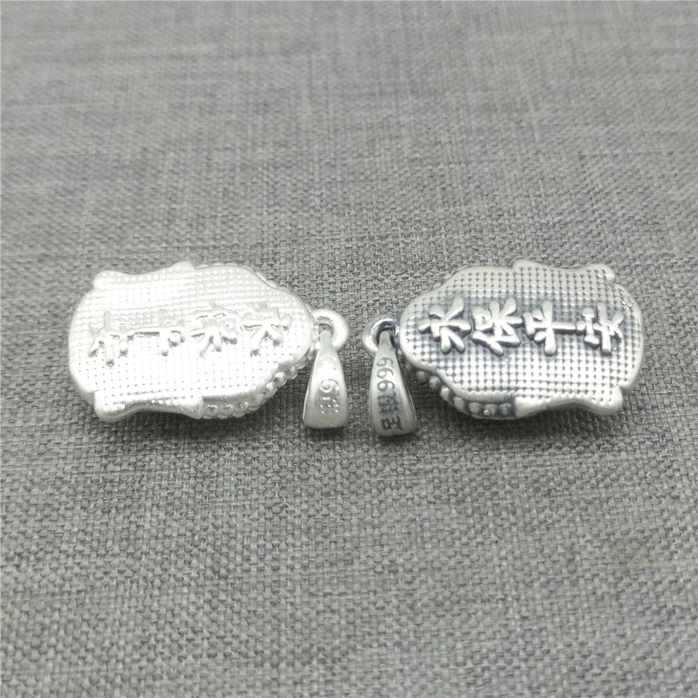 990 Fine Silver Buddha Charm Sterling Silver Buddhist Pendant for Necklace LIGHT WEIGHT