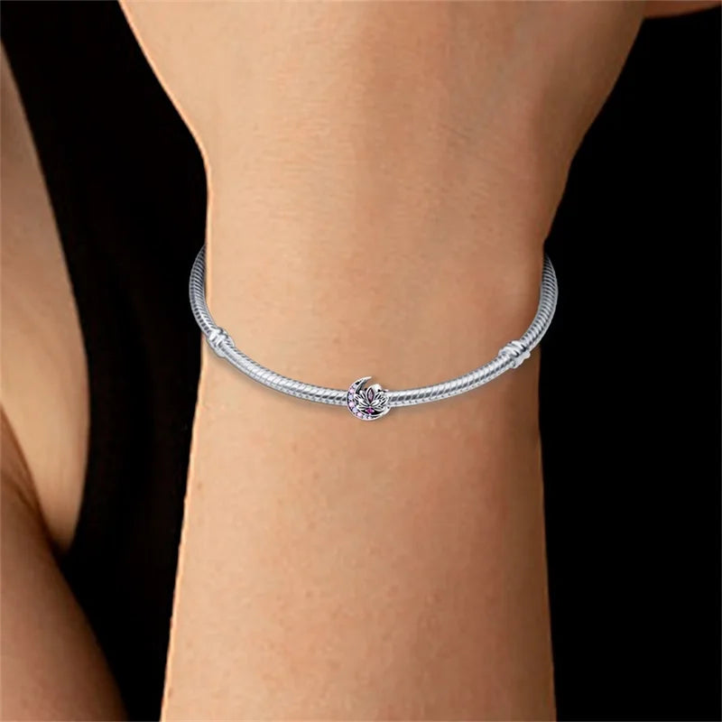 Hot Sale 925 Silver Retro Heart Shape Lotus Angel Charm Beads Fit Pandach Original DIY Bracelets Birthday Gifts Fine Jewelry