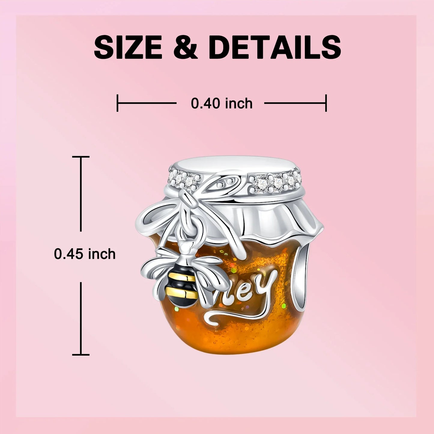 925 Sterling Silver Bee Honey jar Yellow series pandent Charm Fit Bracelet DIY Bead Ms Premium Jewelry Valentine's Birthday Gift