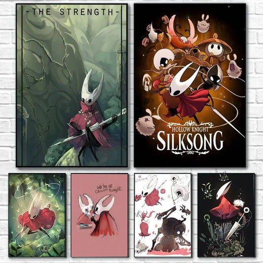Cute Characte Game Hollow Knight Silksong-Cool Poster Canvas painting with prints Home bedroom living room decoration gift