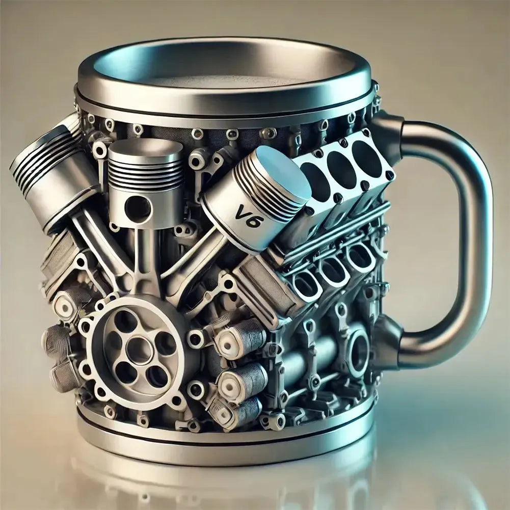Unique Car Engine Coffee Mug 3d Engines Design Tea Cup Stainless Steel Cocktail Mug 450ml Capacity Tea Cup Car Enthusiast Gifts