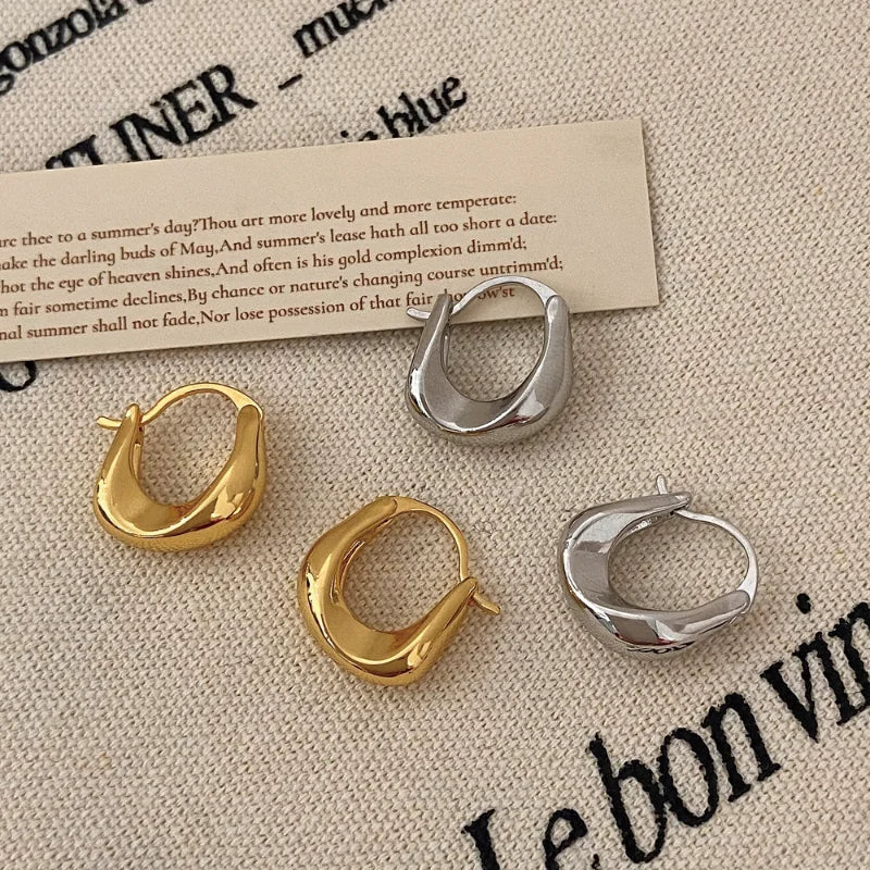 925 Sterling Silver Hoops Earrings for Women Fashion Simple Chunky Round Circle Drop Earring Prevent Allergy Jewelry Party Gifts