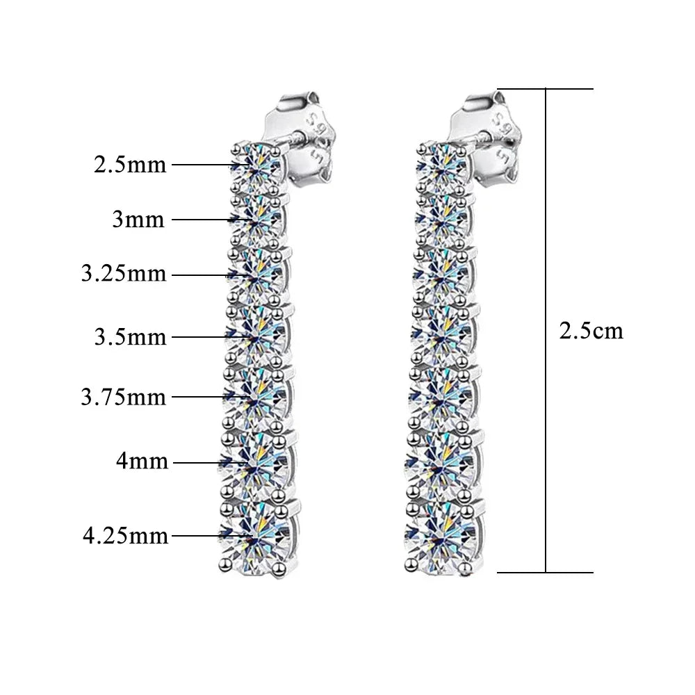 FEOBUR 2.8CT Full Moissanite Drop Earrings for Women Original 925 Sterling Silver Tassel Dangle Earrings Bridal Wedding Jewelry