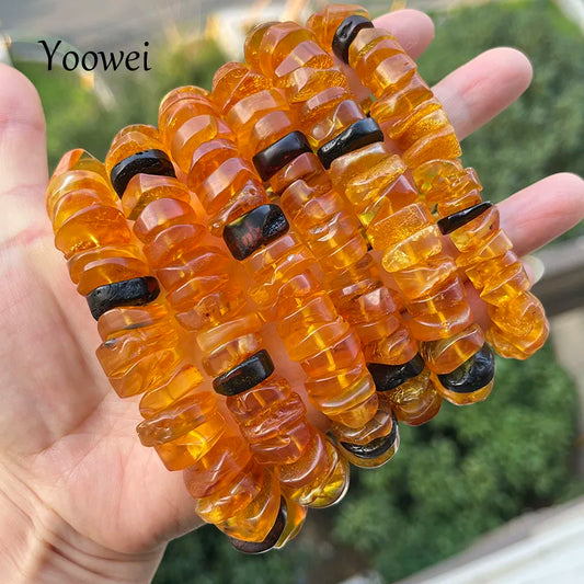 Big Natural Amber Bracelet for Unisex Gift Irregular New Unique 100% Genuine Ambre Diy Beads Healing Jewelry Supplier Wholesale
