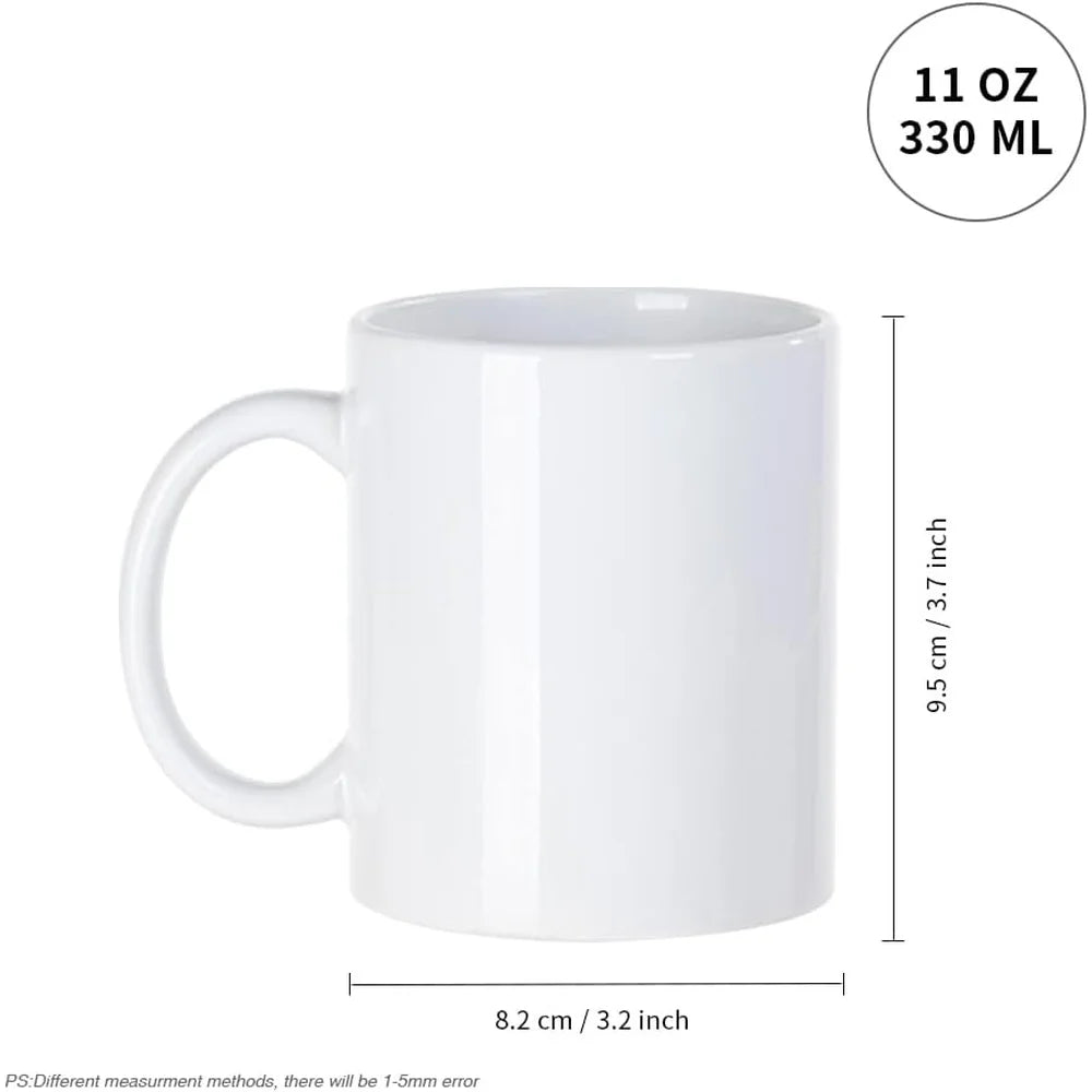 8 Pack 11oz White Sublimation Coffee Mugs Blank Ceramic Cups Custom Design Printing Gift Ideas Bulk