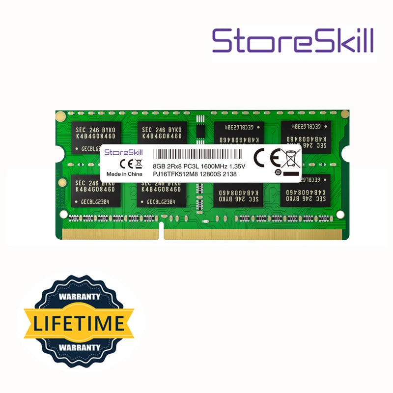 StoreSkill  Memory DDR3L Notebook 4GB 8GB 10600 1333 12800 1600 for DDR3 Laptop Ram SODIMM Memoria