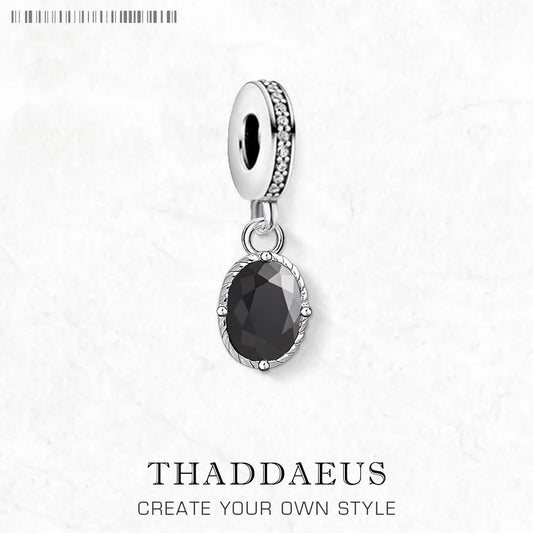 Charm Pendant Black Oval Autumn Vintage Look Europe Jewelry For Women Men Trendy Gift In 925 Sterling Silver