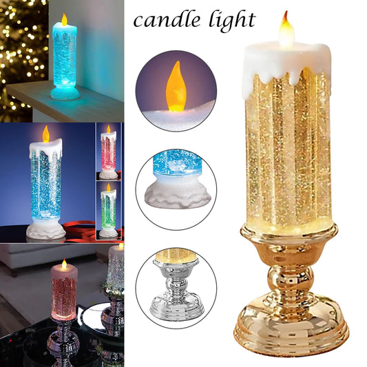 Rechargeable Colour Electronic LED Waterproof Candle With Glitter Colour Changing LED Water Candle