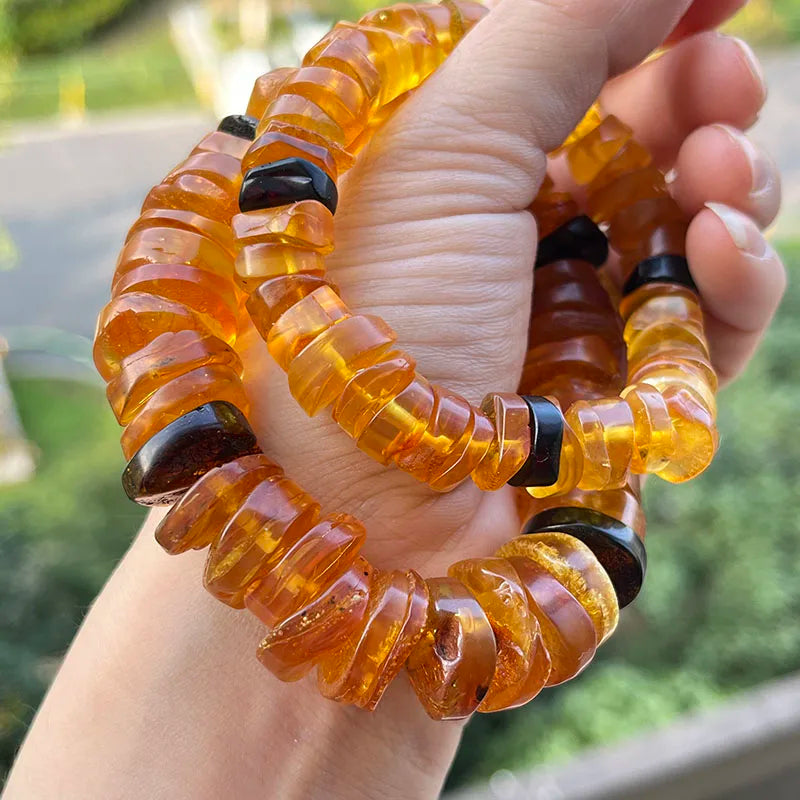Big Natural Amber Bracelet for Unisex Gift Irregular New Unique 100% Genuine Ambre Diy Beads Healing Jewelry Supplier Wholesale