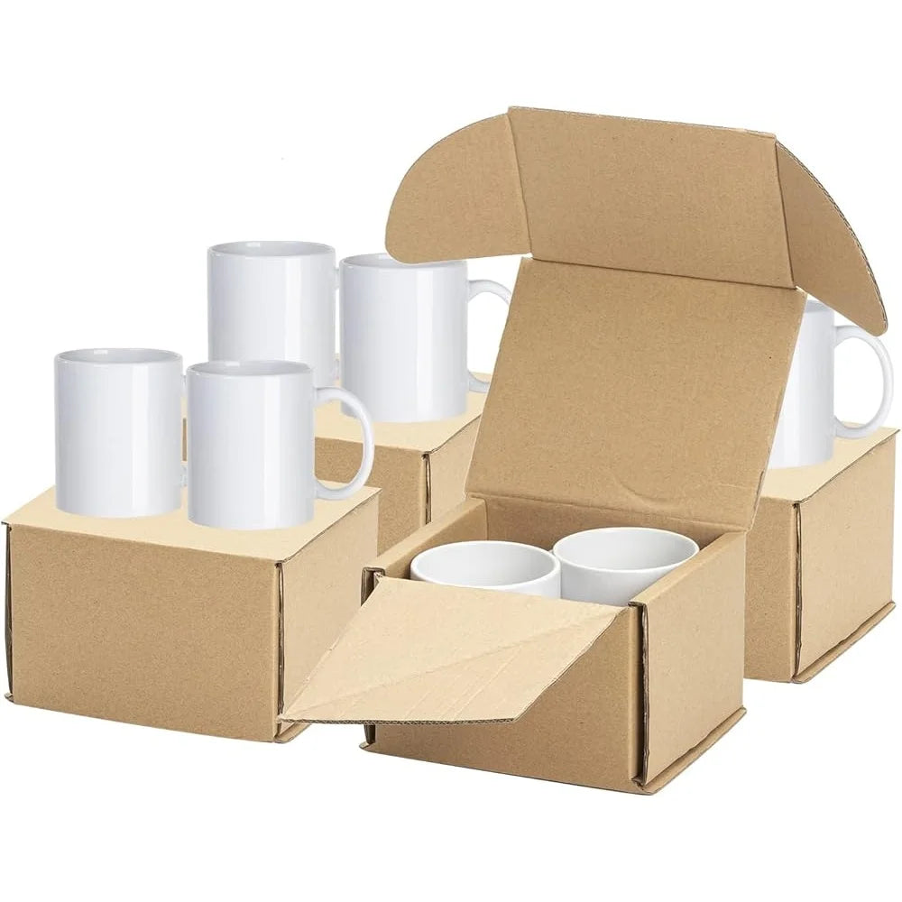 8 Pack 11oz White Sublimation Coffee Mugs Blank Ceramic Cups Custom Design Printing Gift Ideas Bulk