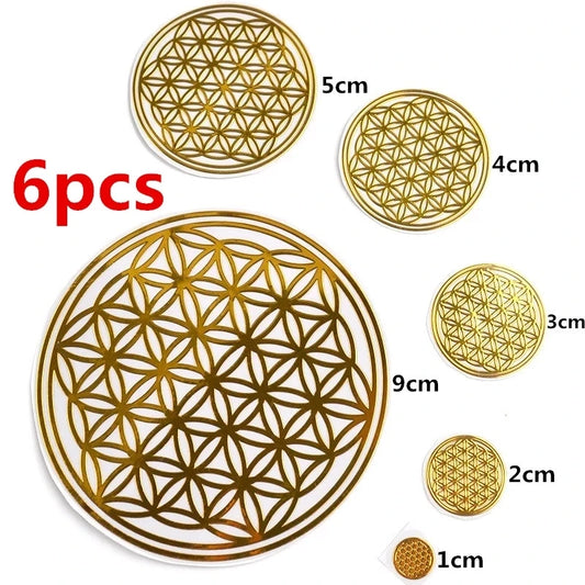 6PCS/Lot Flower of Life Copper Energy Stickers Phone Case Sticker Crafts DIY Jewelry Making