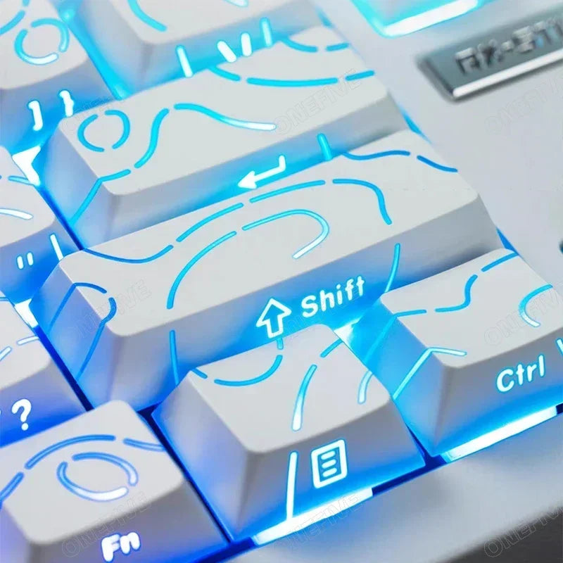 Contour 4.0 Side Engraved Keycap PBT Translucent 97 Key Gaming Mechanical Keyboard Key Cap White For Magnetic Switch