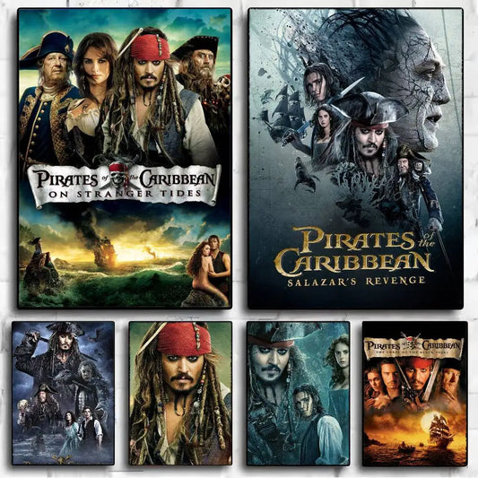 Pirates Of The Caribbean Movie Anime Posters Sticky Decoracion Painting Wall Art White Kraft Paper Wall Decor
