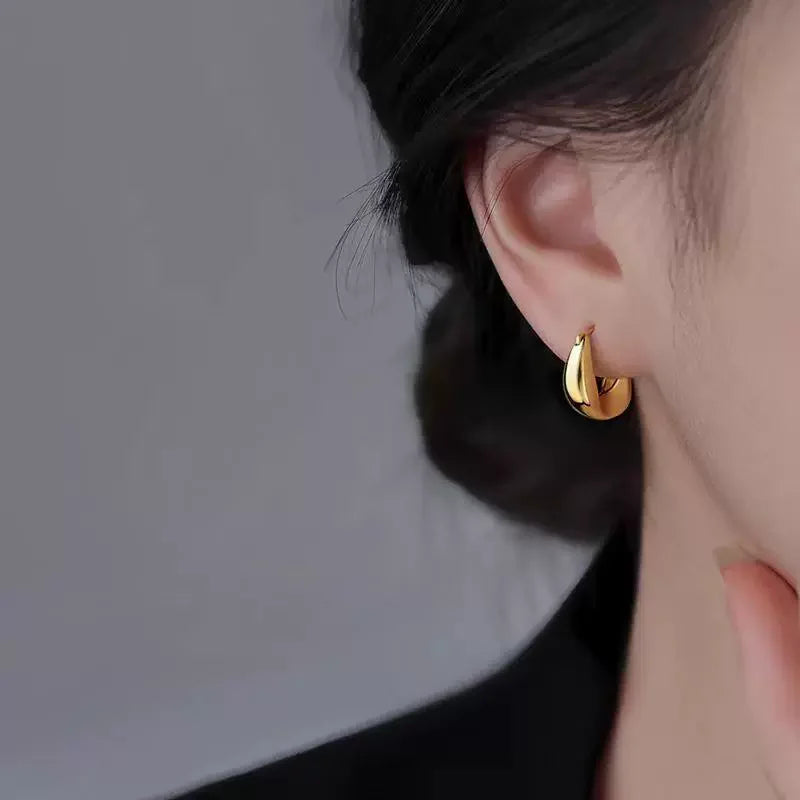 925 Sterling Silver Hoops Earrings for Women Fashion Simple Chunky Round Circle Drop Earring Prevent Allergy Jewelry Party Gifts