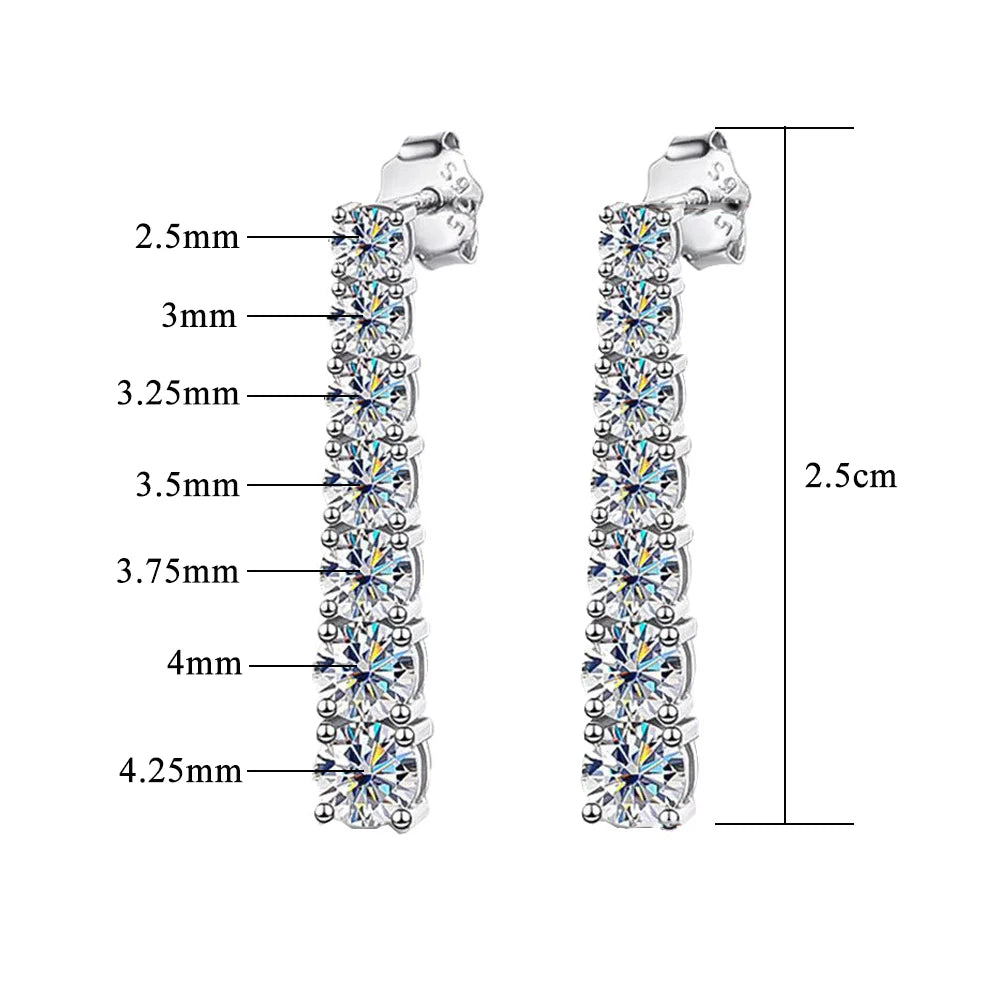 FEOBUR 2.8CT Full Moissanite Drop Earrings for Women Original 925 Sterling Silver Tassel Dangle Earrings Bridal Wedding Jewelry