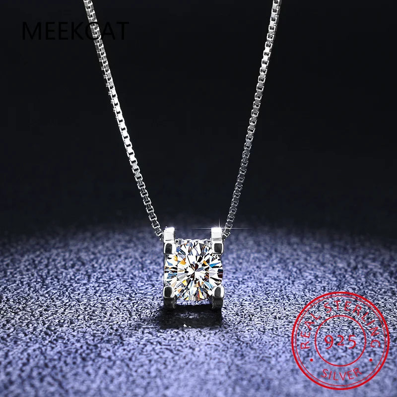 925 Sterling Silver 2ct Moissanite Diamond Necklace VVS1 D Color Pendant Necklace Wedding Jewelry for Women Girls Gift
