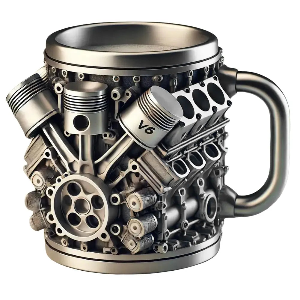 Unique Car Engine Coffee Mug 3d Engines Design Tea Cup Stainless Steel Cocktail Mug 450ml Capacity Tea Cup Car Enthusiast Gifts