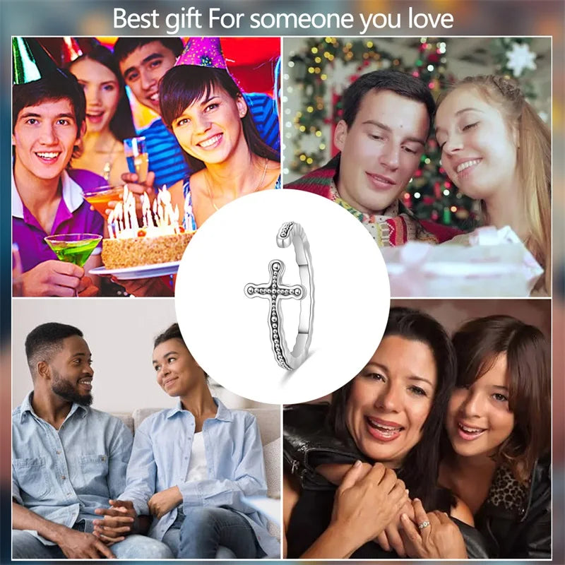 New 925 Sterling Silver Open Ring Hollow Rose Infinite Love Simple Ring Women Wedding Engagement Party Jewelry Gift