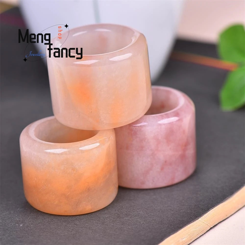 Natural Golden Silk Jade Wrench Men's Ring Simple Exquisite Best Selling Fashion Luxury Fine Jewelry Holiday Gift Handicraft